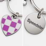 Personalized Birthstone Heart Shaped Grid Flag Racing Keychain with Initial Car Race Birthday Gift for Women Racers Racing Lovers