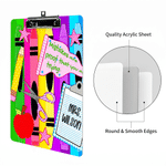 Personalisiertes Acryl-Schreibbrett im Lehrer-Design mit farbigen Buntstiften, Text, Titel und Nachnamen – Geschenk zum Schulanfang und zum Lehrertag für Pädagogen und Lehrer