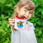 Personalised Ink Splatter Cartoon Dinosaur Multicolour 12 oz Enamel Mug with Name Birthday Christmas Gift for Kids Dinosaur Lovers