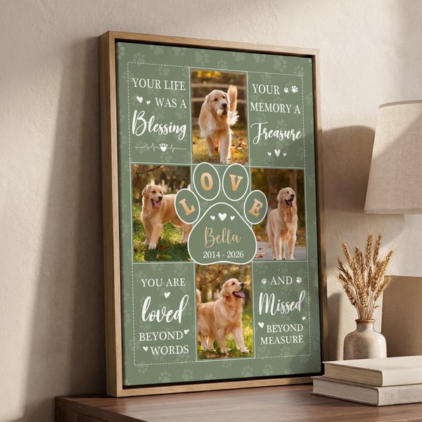 Personalized Dog Cat Paw Multicolor Photo Giclee Canvas Prints Home Decor Ship from USA Memorial Gift for Pet Lover Family