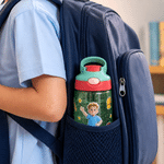 Personalised Cute Cartoon Character 16 oz Water Bottle with Straw and Name Outdoor Activities Back to School Birthday Gift for Boy Girl Student