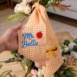 Personalised Embroidered Bow Apple Gingham Wreath Sash with Text Back to School Teacher's Day Appreciation Gift for Teacher