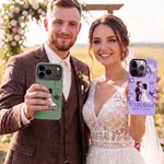Coque de téléphone personnalisée sur le thème du mariage avec personnage de dessin animé, pour iPhone et Samsung, avec prénom – Cadeau d'anniversaire de mariage ou de fiançailles pour un couple