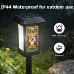 Personalized Stained Glass Pet Photo Waterproof Solar Garden Light  with Name Garden Courtyard Decor Memorial Gift for Pet Owner