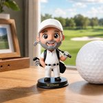 Personalizzata Figurina di golf con foto stampata in 3D e nome Decorazione da tavolo Regalo di compleanno per la festa del papà per gli amanti del golf