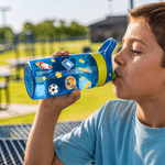 Personalised Cute Cartoon Character 16 oz Water Bottle with Straw and Name Outdoor Activities Back to School Birthday Gift for Boy Girl Student