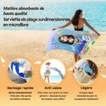 Serviette de plage magnétique personnalisée avec motif enfant plongeur animaux marins et nom - Cadeau de vacances pour enfants