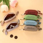 Mini-porte-monnaie en simili cuir couleur « Macaron », personnalisé avec un prénom, avec porte-clés, pour un usage quotidien – Cadeau d'anniversaire pour une femme ou une meilleure amie