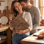 Personalised Boob Pattern Wooden Reversible Charcuterie Chopping Board with Engraved Name and Grip Housewarming Birthday Gift for Family Friends