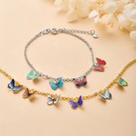 Personalised 1-6 Family Birth Butterflies Bracelet Wedding Jewellery Birthday Anniversary Gift for Bridal Mum Besties