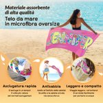 Telo mare personalizzato con nome colorato, asciugatura rapida in formato oversize - Regalo di compleanno per donne