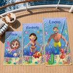 Personalisiertes großes 3D-Taucher Magnet-Strandtuch mit Meerestier | schnelltrocknend | Sommerurlaub Outdoor Geburtstag Geschenk für Familie Freunde