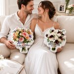 Personalised Wedding Bouquet Shape Soft Cushion with Names and Date Home Decor Wedding Anniversary Gift for Newlywed Couple