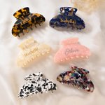 Personalised Cute Marble Tortoise Shell Hair Claw Clip with Name Daily Use Wedding Birthday Gift for Best Friends Bridesmaids