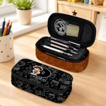 Personalized Cartoon School Kid Initial Large Capacity Multi-Compartment Pencil Case with Name Essential Stationery Back to School Gift for Students