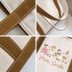 Personalized Cute Teacher Goose Large Canvas Tote Bag with Title & Surname Daily Use Back to School Gift for Teacher Family