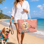 Personalised Watercolour Pet Photo Stripe Beach Tote Bag with Name Beach Holiday Swimming Pool Party Birthday Gift for Pet Owner Lover