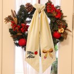 Personalised Embroidered Bow Apple Gingham Wreath Sash with Text Back to School Teacher's Day Appreciation Gift for Teacher
