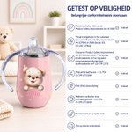 Gepersonaliseerde schattige fantasie eenhoorn beer dier 295 ml geïsoleerde tuitbeker met naam en handvat cadeau voor babyshower of Sinterklaas