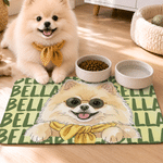 Personalised Hand-Painted Watercolour Photo Cat Dog Food Mat with Name Pet Supplies Birthday Gift for Pet Owners Lovers