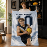 Personalised Photo Stadium Soft Throw Blanket with Name and Number Home Decor Game Day Birthday Gift for Family Athletes