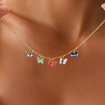 Personalised 1-6 Family Birth Butterflies Bracelet Wedding Jewellery Birthday Anniversary Gift for Bridal Mum Besties