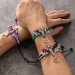 Personalized Enamel Fantasy Dragon Adjustable Braided Bracelet with Engraved Name Daily Wear Birthday Gift for Dragon Lovers Friends