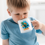 Personalised Ink Splatter Cartoon Dinosaur Multicolour 12 oz Enamel Mug with Name Birthday Christmas Gift for Kids Dinosaur Lovers