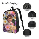 Personalised Birth Flower Photo Backpack Pencil Case Lunch Bag Set with Name Back To School Birthday Gift for Kids Boys Girls