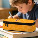 Personalized Cartoon School Kid Initial Large Capacity Multi-Compartment Pencil Case with Name Essential Stationery Back to School Gift for Students