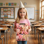 Personalized Birth Flower Cartoon Kid Photo Hanging Clipboard with Low Profile Clip and Name Daily Use Back to School Birthday Gift for Kids Students