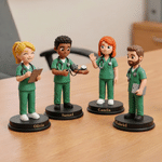 Personalized Unique 3D Photo Medical Staff Figurine with Name and Wooden Base Desk Decor Birthday Appreciation Gift for Doctor Nurse Medical Staff