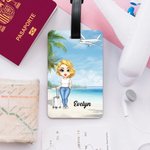 Etiqueta de equipaje personalizada con nombre y personaje animado de vacaciones accesorios de viaje regalo de cumpleaños para familia