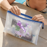 Personalised Diamond Effect Birth Flower Initial Butterfly Waterproof Beach Bag with Name Summer Holiday Beach Pool Party Gift for Women