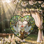 Personalised Love Bird Heart Tree Glittery Transparent Acrylic Ornament with Couple Name and Date Home Decor Anniversary Birthday Gift for Couple