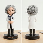 Personalized Unique 3D Photo Medical Staff Figurine with Name and Wooden Base Desk Decor Birthday Appreciation Gift for Doctor Nurse Medical Staff