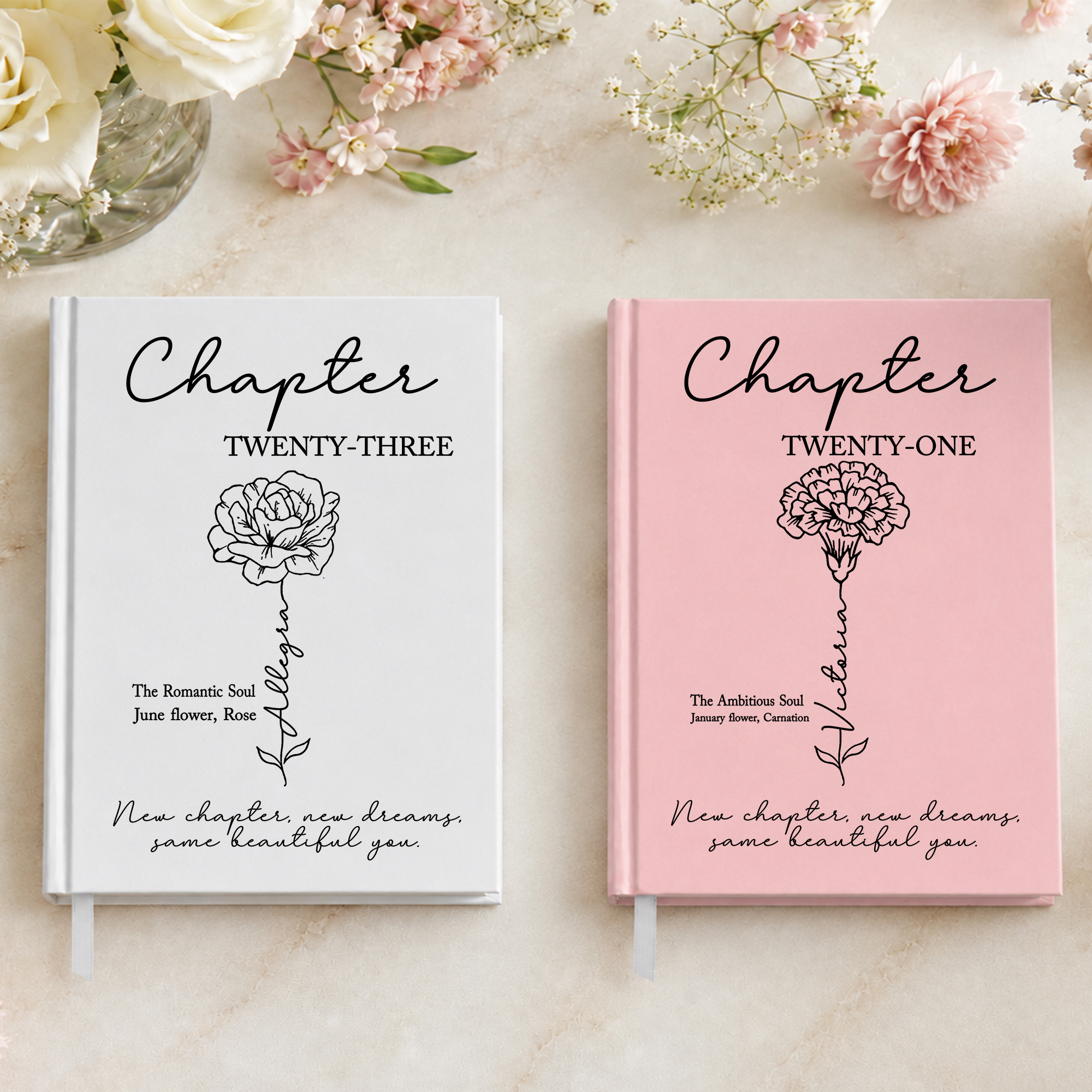 Personalisiertes A5-Notizbuch mit Geburtsblume, Namen und Alter – für den täglichen Gebrauch, als Geburtstagsgeschenk für Frauen, Mädchen und die beste Freundin