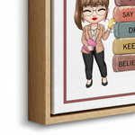 Personalized Cartoon Teacher Character Canvas Print with Text Wall Decor Ship from USA with Name Back to School Appreciation Gift for Teacher