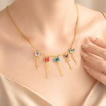 Personalized 1-8 Family Birth Butterflies Necklace with Name Dainty Jewelry Birthday Anniversary Gift for Grandma Mother Her