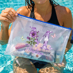 Personalised Diamond Effect Birth Flower Initial Butterfly Waterproof Beach Bag with Name Summer Holiday Beach Pool Party Gift for Women
