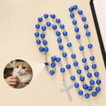 Personalized Photo Projection Rosary Beads Necklace with Cross Pendant Dainty Jewellery Baptism First Communion Gift for Christian Catholic
