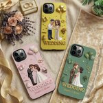 Coque de téléphone personnalisée sur le thème du mariage avec personnage de dessin animé, pour iPhone et Samsung, avec prénom – Cadeau d'anniversaire de mariage ou de fiançailles pour un couple