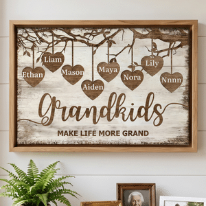 Personalised Grankids Family Tree Canvas Prints with 1-16 Names Home Decor Ship from USA Birthday Gift for Grandfather Grandmother