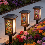 Personalized Stained Glass Pet Photo Waterproof Solar Garden Light  with Name Garden Courtyard Decor Memorial Gift for Pet Owner