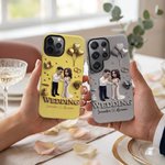 Coque de téléphone personnalisée sur le thème du mariage avec personnage de dessin animé, pour iPhone et Samsung, avec prénom – Cadeau d'anniversaire de mariage ou de fiançailles pour un couple