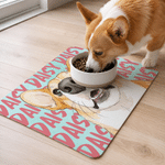Personalised Hand-Painted Watercolour Photo Cat Dog Food Mat with Name Pet Supplies Birthday Gift for Pet Owners Lovers