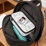 Personalized Cartoon School Kid Initial Large Capacity Multi-Compartment Pencil Case with Name Essential Stationery Back to School Gift for Students