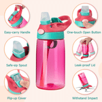 Personalisierte, mehrfarbige 16-oz-Trinkflasche mit Initialen, Namen und Trinkhalm – für den täglichen Gebrauch, als Geburtstags- oder Schulanfangsgeschenk für Jungen und Mädchen
