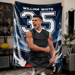 Personalised Photo Stadium Soft Throw Blanket with Name and Number Home Decor Game Day Birthday Gift for Family Athletes