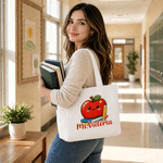 Personalised Pencil Teacher Theme Design Large Capacity Corduroy Tote Bag with Title & Surname Thank You Birthday Gift for Teacher